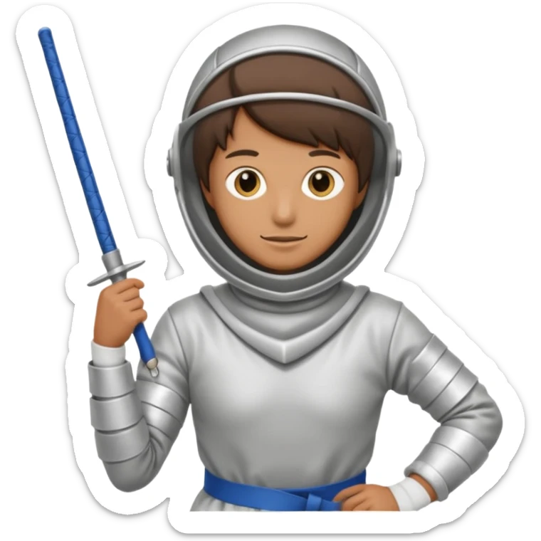 A person wearing fencing equipment with their entire body sticker
