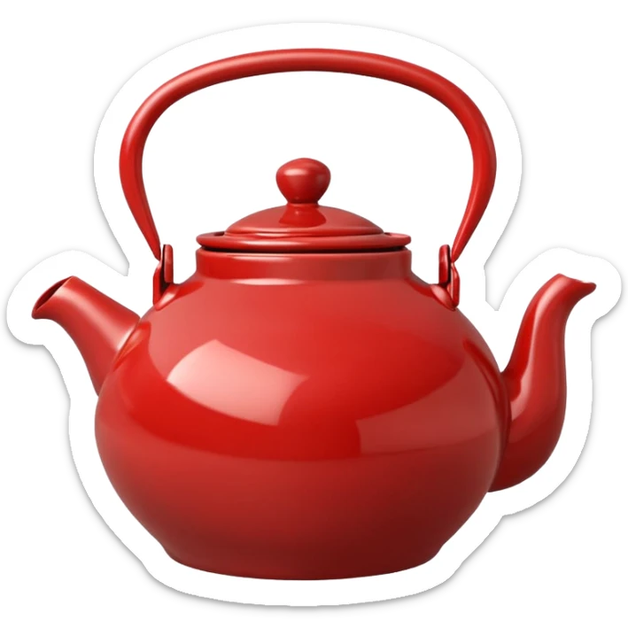 teapot with lid emoji style, similar to dual sword and coffee cup emoji style, moderate red color #c05734 sticker