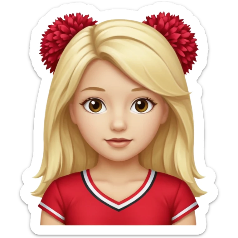 Girl with long blonde hair and pom poms cheerleader sticker