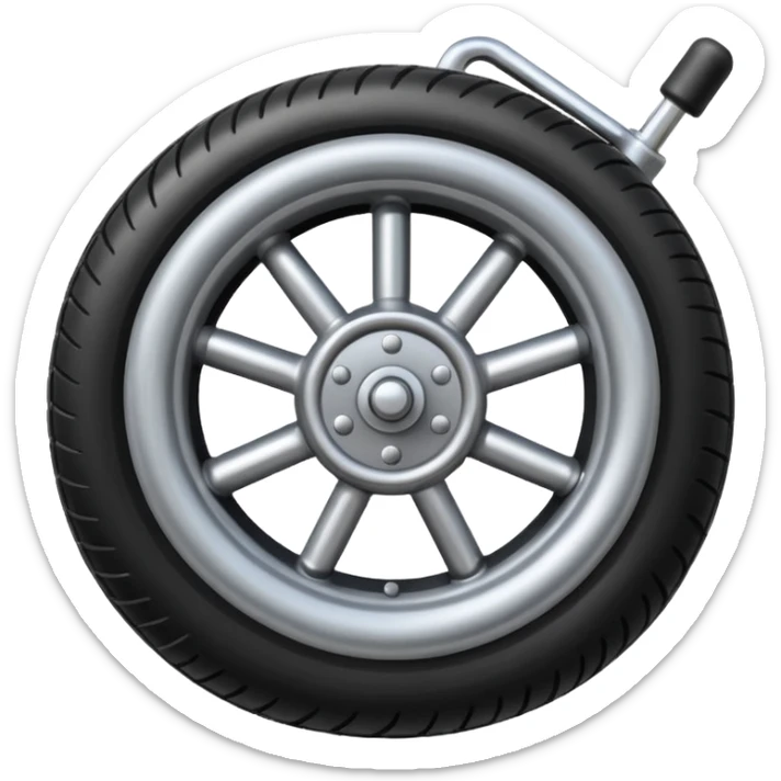 he aircraft's landing gear is one inflated, plump wheel with a strut, black in color sticker