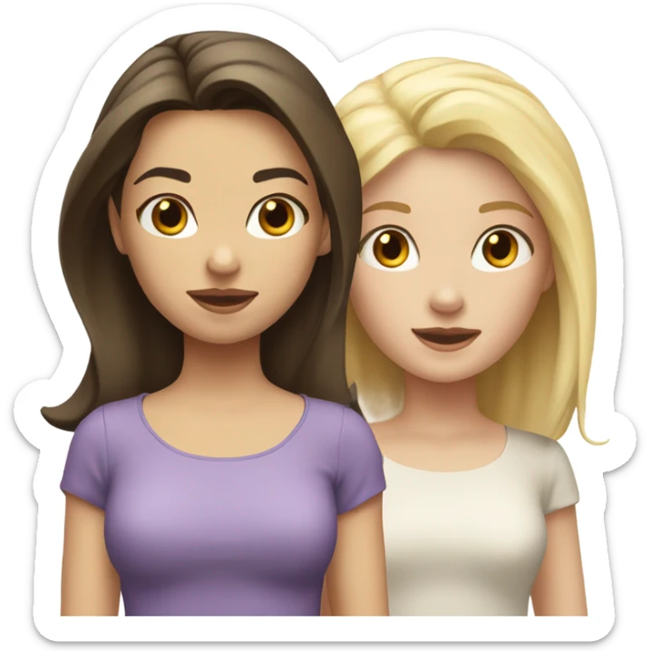One brunette girl and one blonde girl both are white skin sticker