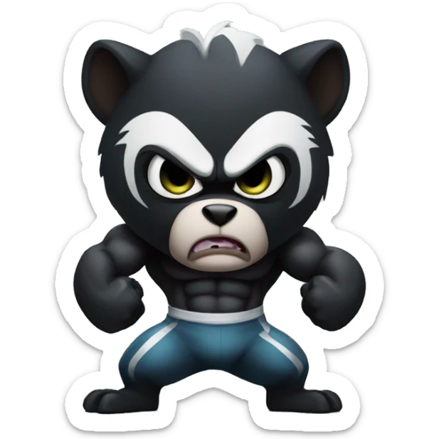 bodybuilder skunk angry sticker