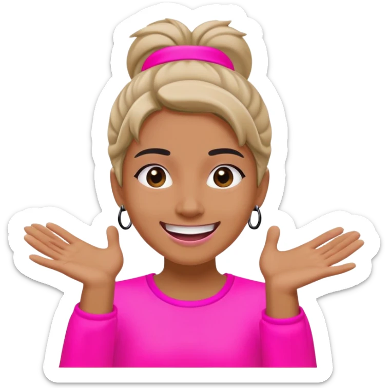 "A dancer in neon pink and black outfit with a smile and a look of surprise." sticker