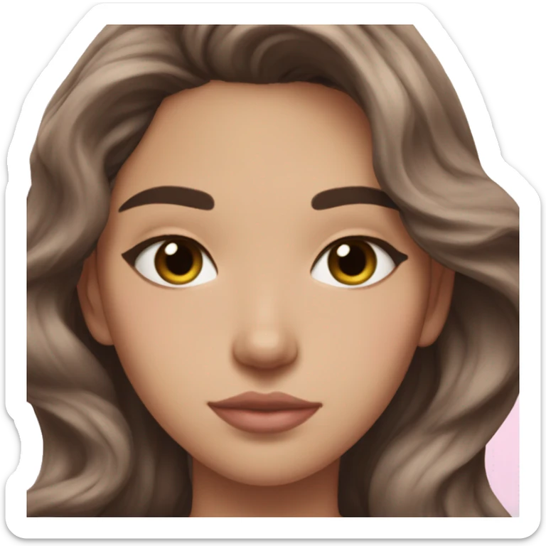 hispanic pretty girl with brown hair and light  pale skin in pink shirt coquette aesthetic sleeping sticker