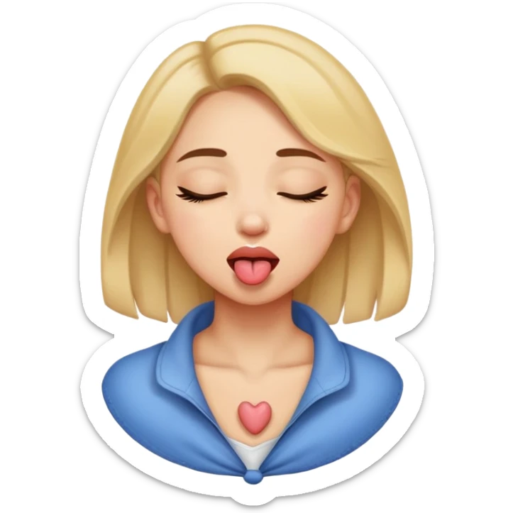 girl hands around  her neck with eyes closed with tongue out sticker