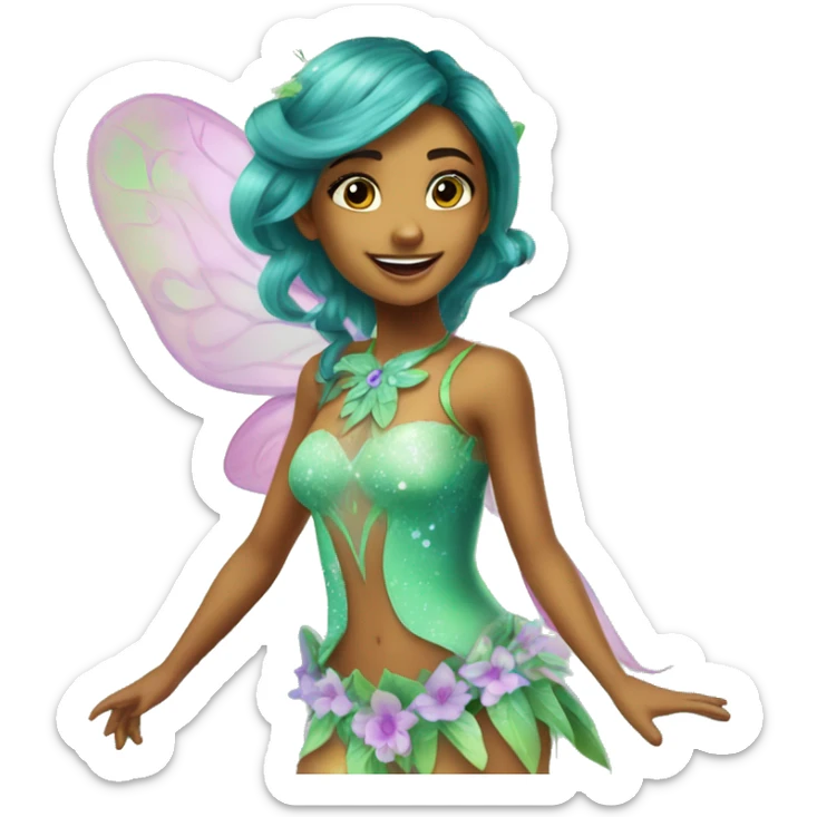 Flora the latina fairy of nature in her enchantix fairy clothing winx club sticker
