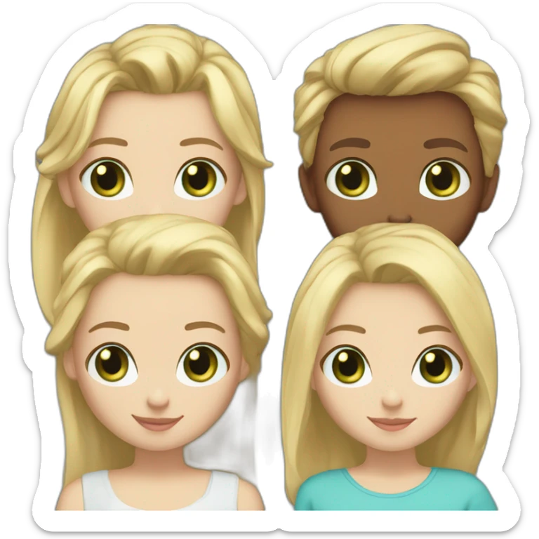 2 boys blonde hair blue eyes 2 girls blond hair blue eyes one man blond hair blue eyes one woman brown hair green eyes, white skin sticker