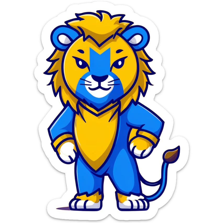The Beast from Beauty and the Beast, fierce lion-like creature with horns and royal blue outfit sticker