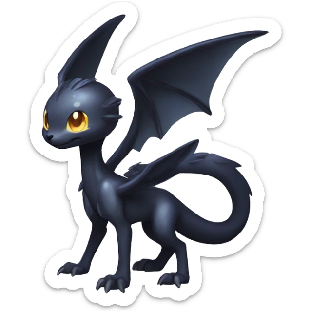 Cute cool shiny fantasy dark-shadow-themed animal hybrid Fakemon full body sticker