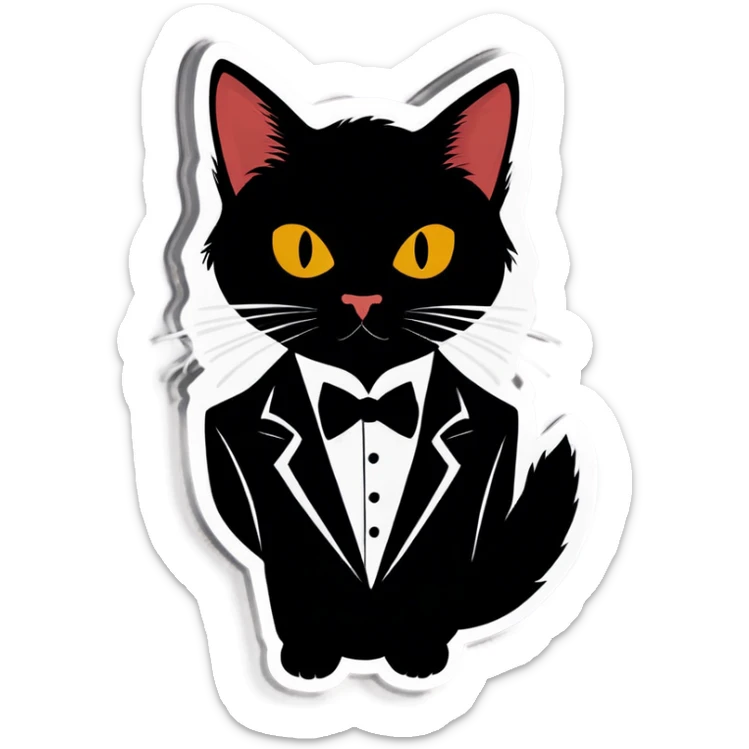 Black cat James bond like  sticker