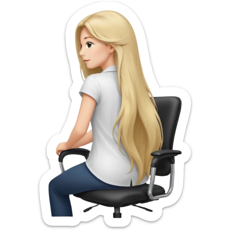 Woman from the Back of head with long hair sitting on an office chair sticker