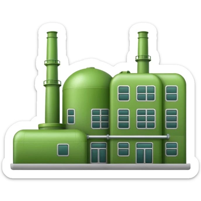 green color military factory, high quality emoji style sticker