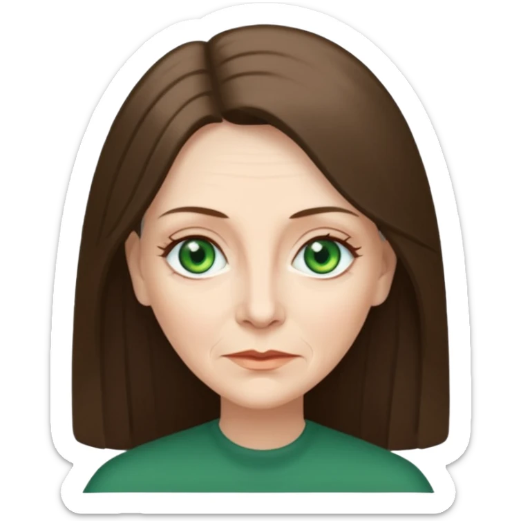 Pretty older woman with green eyes and long straight Ash-brown hair  sticker