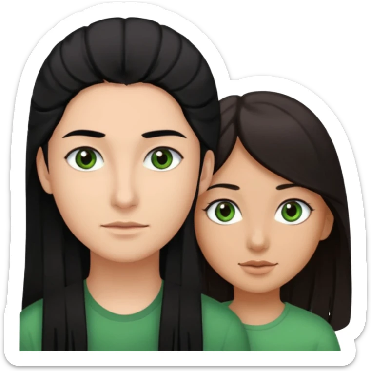  chico pelo negro con ojos grises junto a una chica con pelo castaño largo y ojos verdes sticker