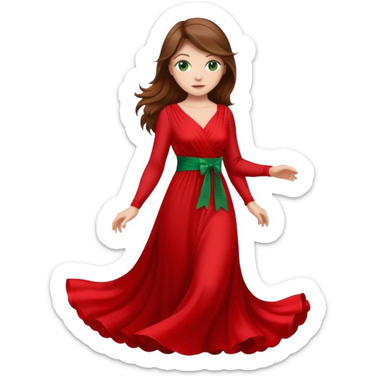 Handmaid woman with brown hair and green eyes. Wearing all red sticker