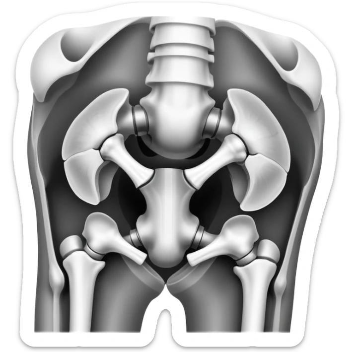 x-ray of knee joint, medical scan showing knee bones sticker