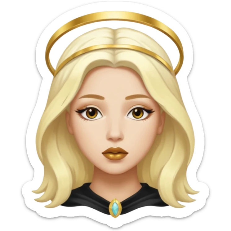 Rosalia (the singer) virgin. (Use lux album cover as reference). Hais bleached halo in hair and gold lips sticker