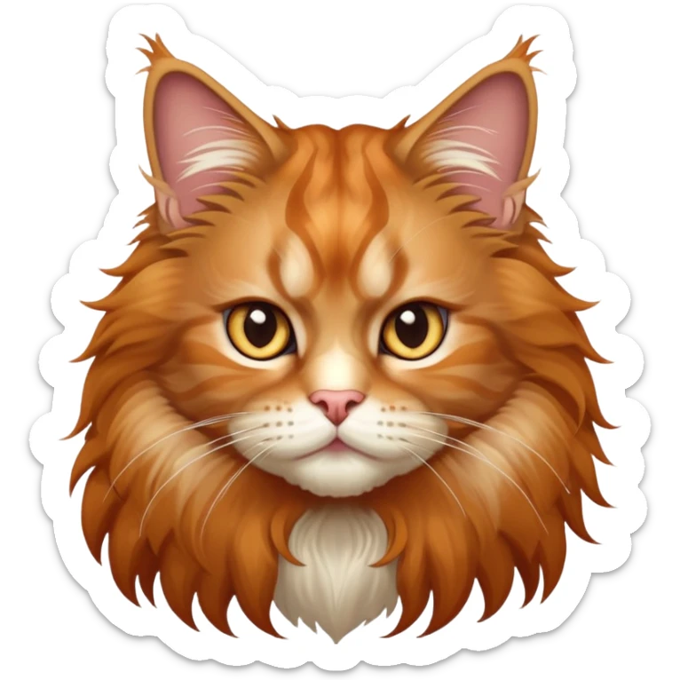 cute and majestic maine coon cat with fluffy mane and fierce expression sticker
