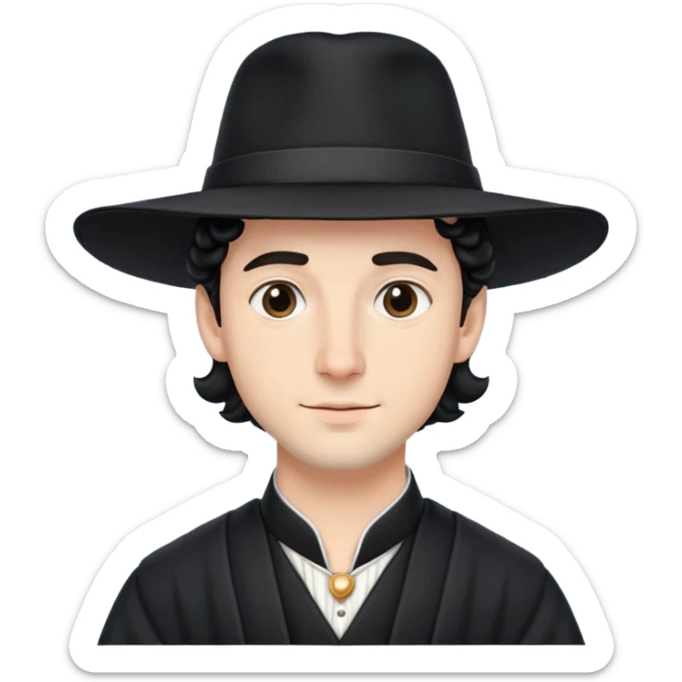 Man emoji with black hat and side curls, resembling a traditional Hasidic Jewish man. sticker