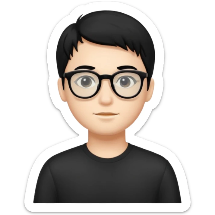 Black Glasses with boy singolita boy with glasses black eyes and black hair sticker