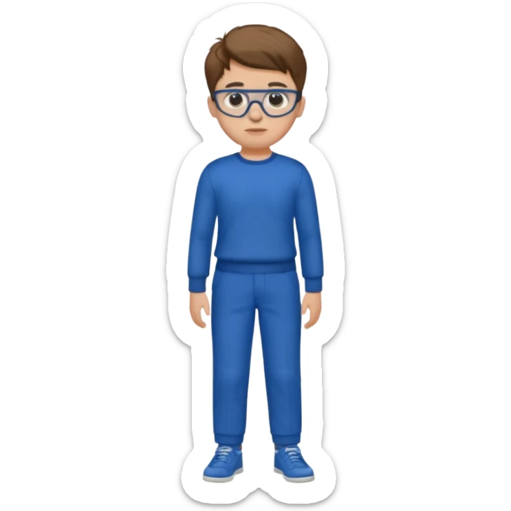 jeune homme garçon taille moyenne corpulence maigre cheveux chatain court yeux bleus lunettes photo de pieds en pantalon  sticker