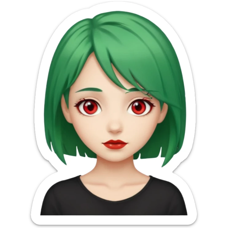 Pretty girl with green hair and red and siren eyes sticker