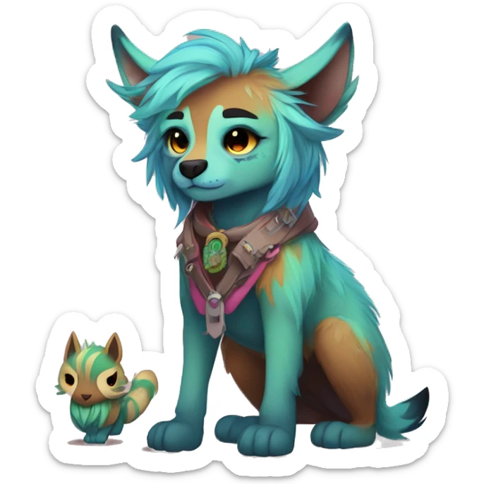 Cool cute Kawaii edgy colorful anthro fantasy-animal-fursona griffsnuff & LiLaiRa & Falvie full body sticker