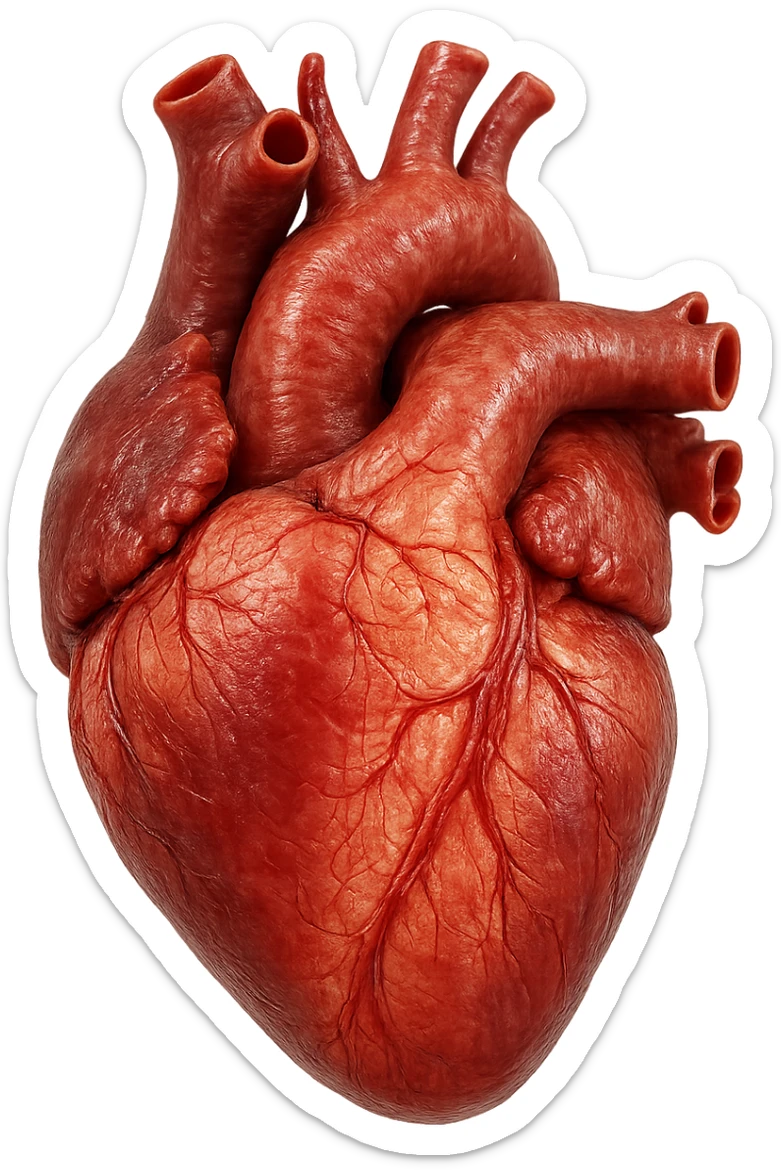 VENTRICOLO SINISTRO DI UN CUORE anatomico umano, iperrealistico 4k, isolato su sfondo bianco sticker