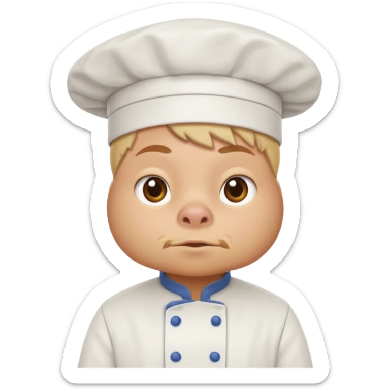 Gallina con ropa de chef con una cara de conflicto de aprovacion y demostracion sticker