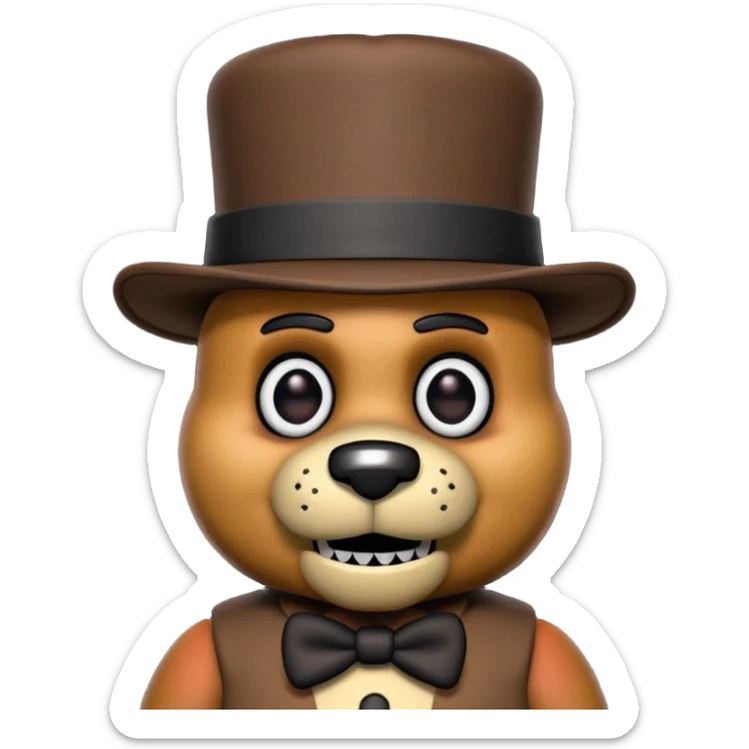 Freddy Fazbear with black and tiny hat from Five Nights At Freddy's Movie sticker