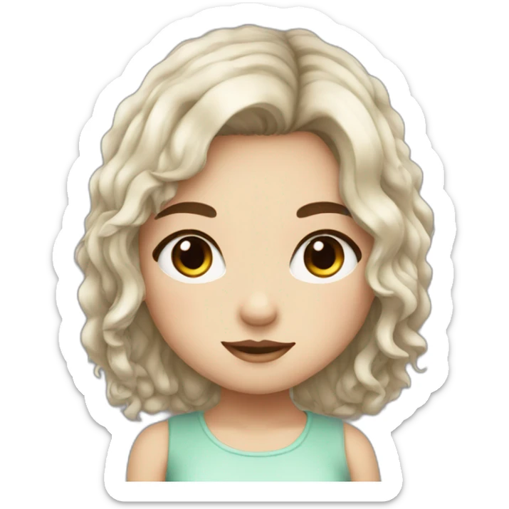 chibi cartoon girl with dark brown hair and freckles sticker