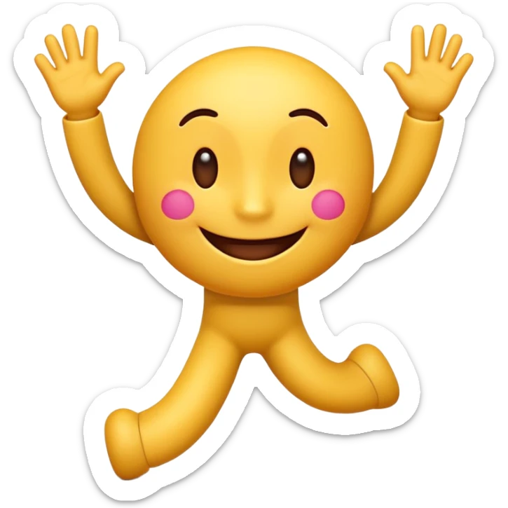 A cute 3D emoji of the English letter 'A' with cartoon arms and legs, dancing happily. Vibrant colors, expressive eyes, smiley face, high quality, white background, sticker style, glossy finish. sticker