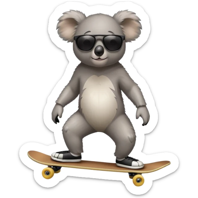 anthropomorphised koala in skater-style clothing wearing dark sunglasses walking upright sticker