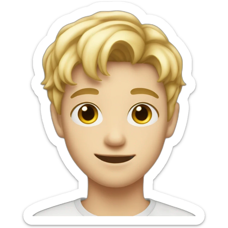 Blonde teen boy with medium short hair,having heart eyes looking to the camera sticker