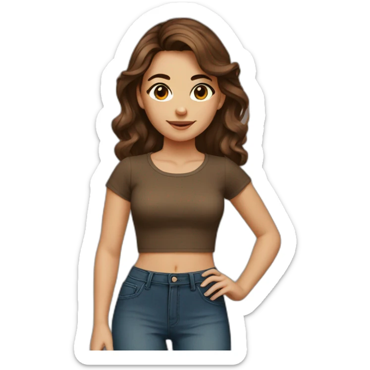 Brown hair brown eye crop top sticker