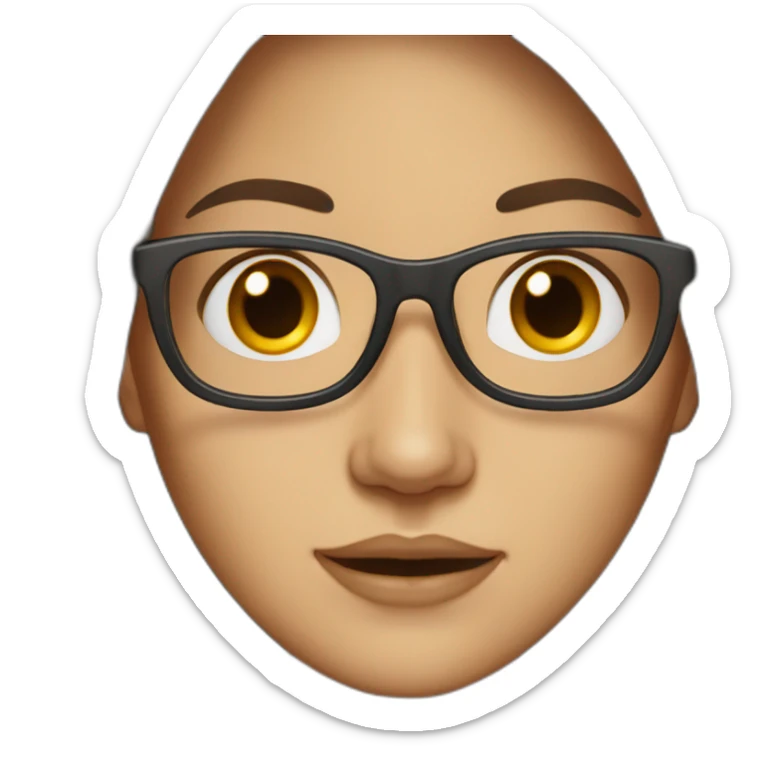 WOMAN WITH MIDDLE PART, LONG DARK RED HAIR, BROWN GLASSES, WHITE SKIN sticker