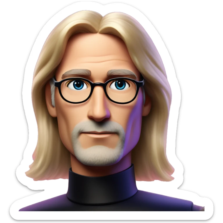 Synthwave Steve Jobs in Barbie style, oil paint, epic eyes, intricate lips, exquisite pose, beautiful, desirable, logical, Midsommar con barbie sticker