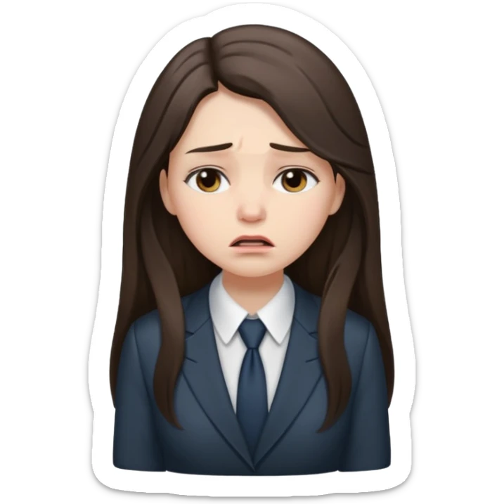sad brunette girl long hair in buisiness outfit crying emoji sticker
