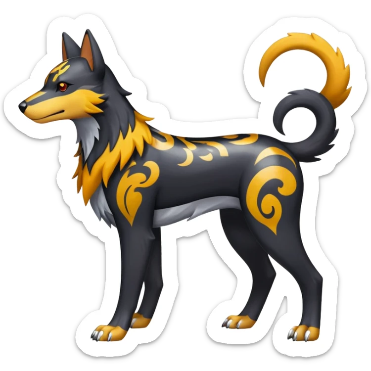Shiny Exotic Excessive Mysterious Houndour-Poochyena-Pokémon-Fakémon-hybrid-creature (full body) sticker