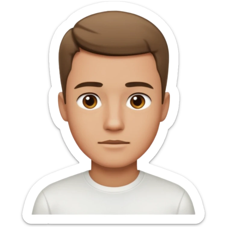 Ai create iPhone emoji, With hair comma hair short, Male, and make white shirt sticker