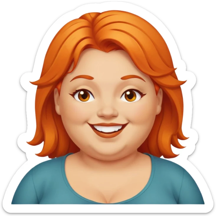fat women with orange hair and brown eyes smiling and winks sticker