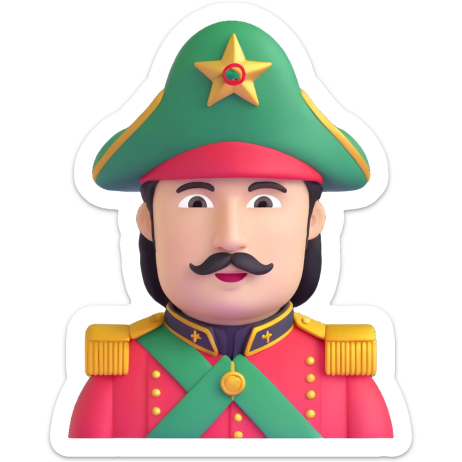 tomato wearing Napoleon Bonaparte's bicorne hat and military officer uniform sticker