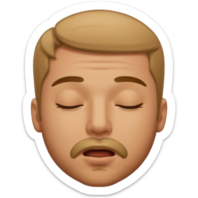 A male with closed eyes but the mouth is blowing out sticker