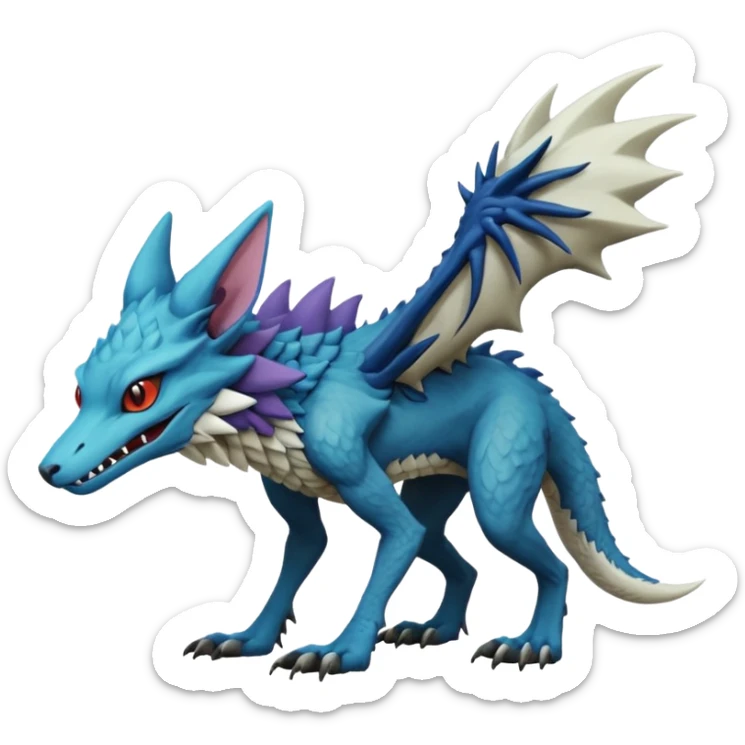Epic complex detailed aesthetic-scenic-Fakémon-Trico-Sergal-Vernid-creature sticker