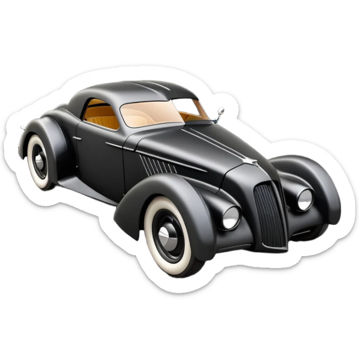  the animated series aerodynamic futuristic Batmobile loosely based on 1936 cord 812 Ford (flat long straight faceted mechanical body) finned stealthy street hot rod  sticker