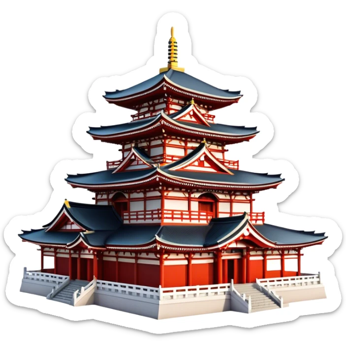 Cinematic Realistic Senso-ji Temple Landmark Emoji, depicted with the historic Tokyo temple rendered with intricate architectural detail and dynamic, cultural lighting. sticker