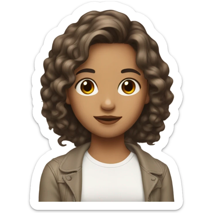 A girl with a wayv but not that wayv hair, brown light skin but not that brown, medium length hair sticker