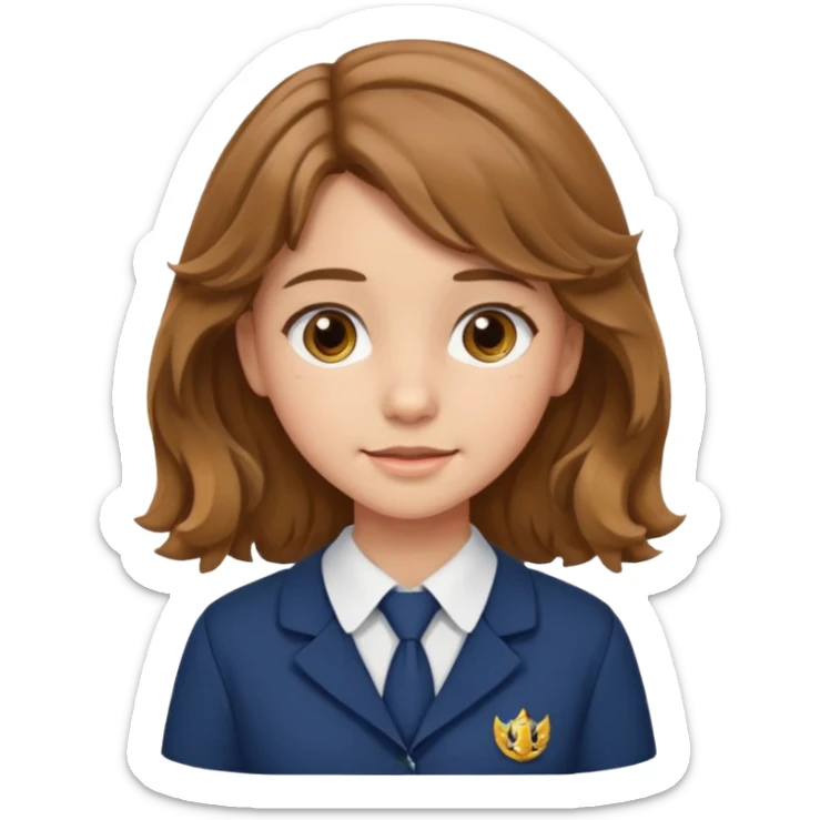 Quiero a una persona morena no tan morena , que sea una adolescente , que lleve uniforme escolar , con un pelo ondulado ,pero no regido , pero que tenga una sonrisa suave, pero que este con un fondo blanco. sticker