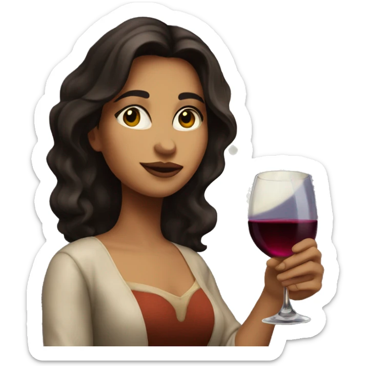 Medium-haired Brunette Latina Girl near the moon with wineglass in hand sticker