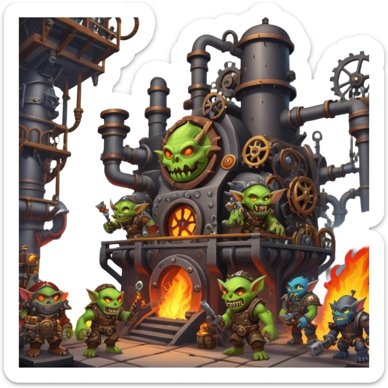 World of Warcraft industrial fantasy factory with goblins working sticker